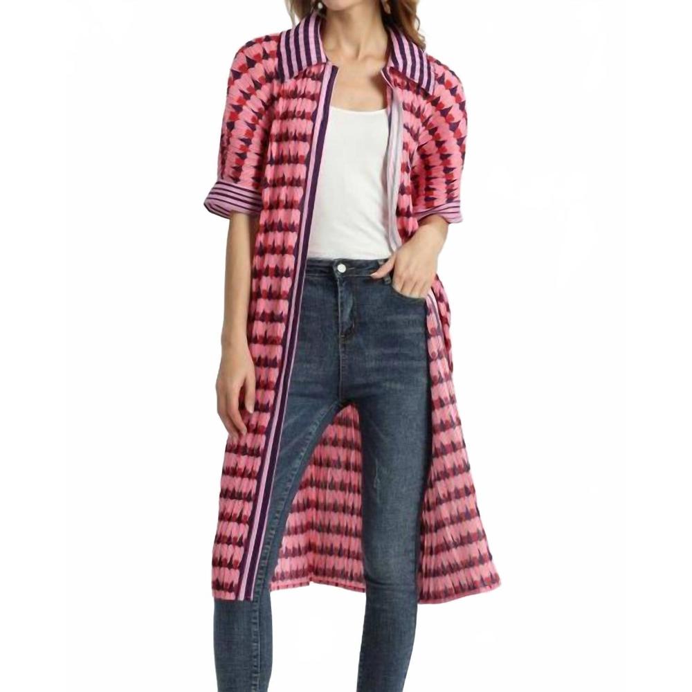 NEW VANITE COUTURE women's pleated jacket dress in pink/red